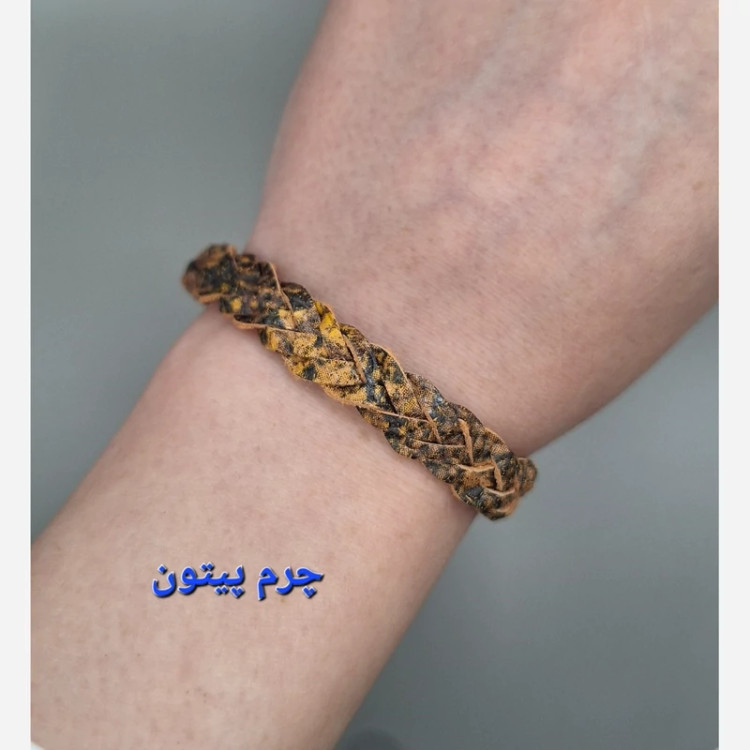 دستبند چرم طبیعی بافت پنج تایی