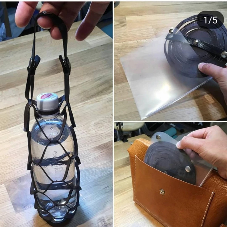 نگهدارنده بطری با چرم طبیعی گاو