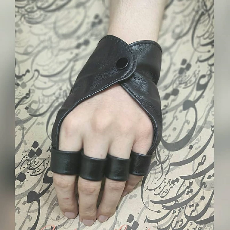 دستکش نیمه انگشتی مدل سما چرم طبیعی گوسفندی